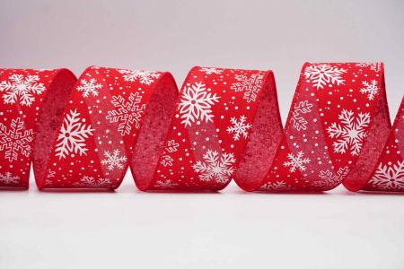 Textured Snowflakes Wired Ribbon_KF7182GC-7-7_red